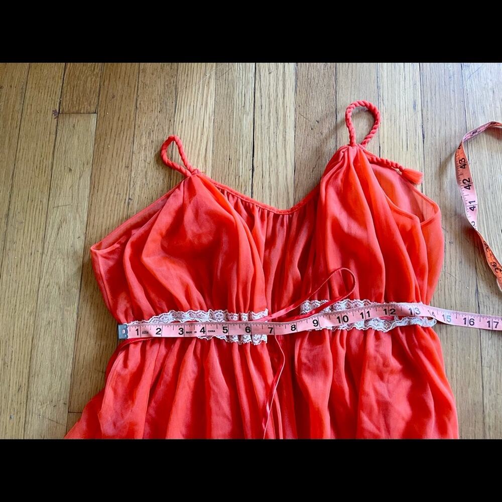 60s Vintage Sheer Nylon Orange Robe by Intime California - Picture 8 of 10